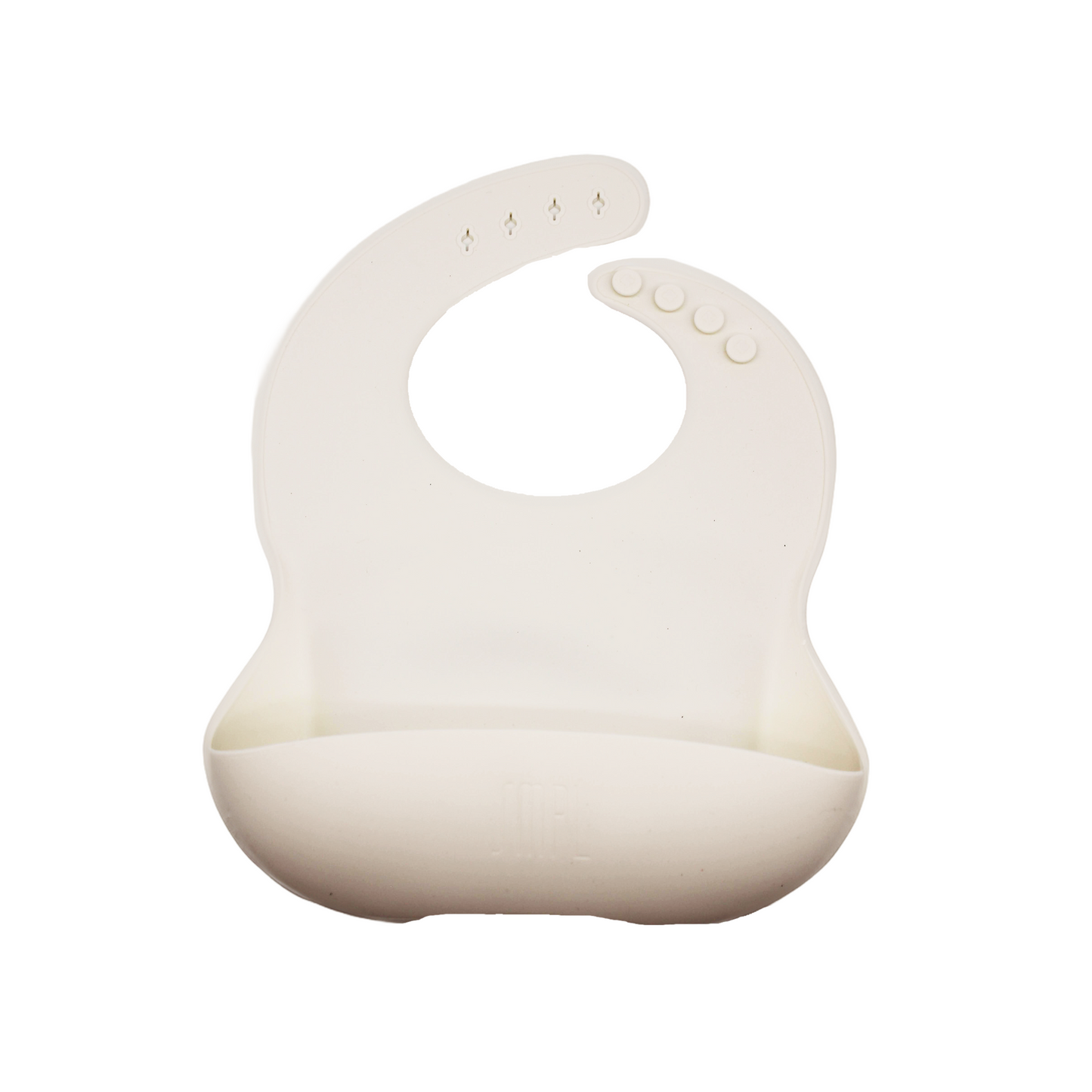 Adjustable Baby-to-Toddler Silicone Bib with Buttons - Milky White