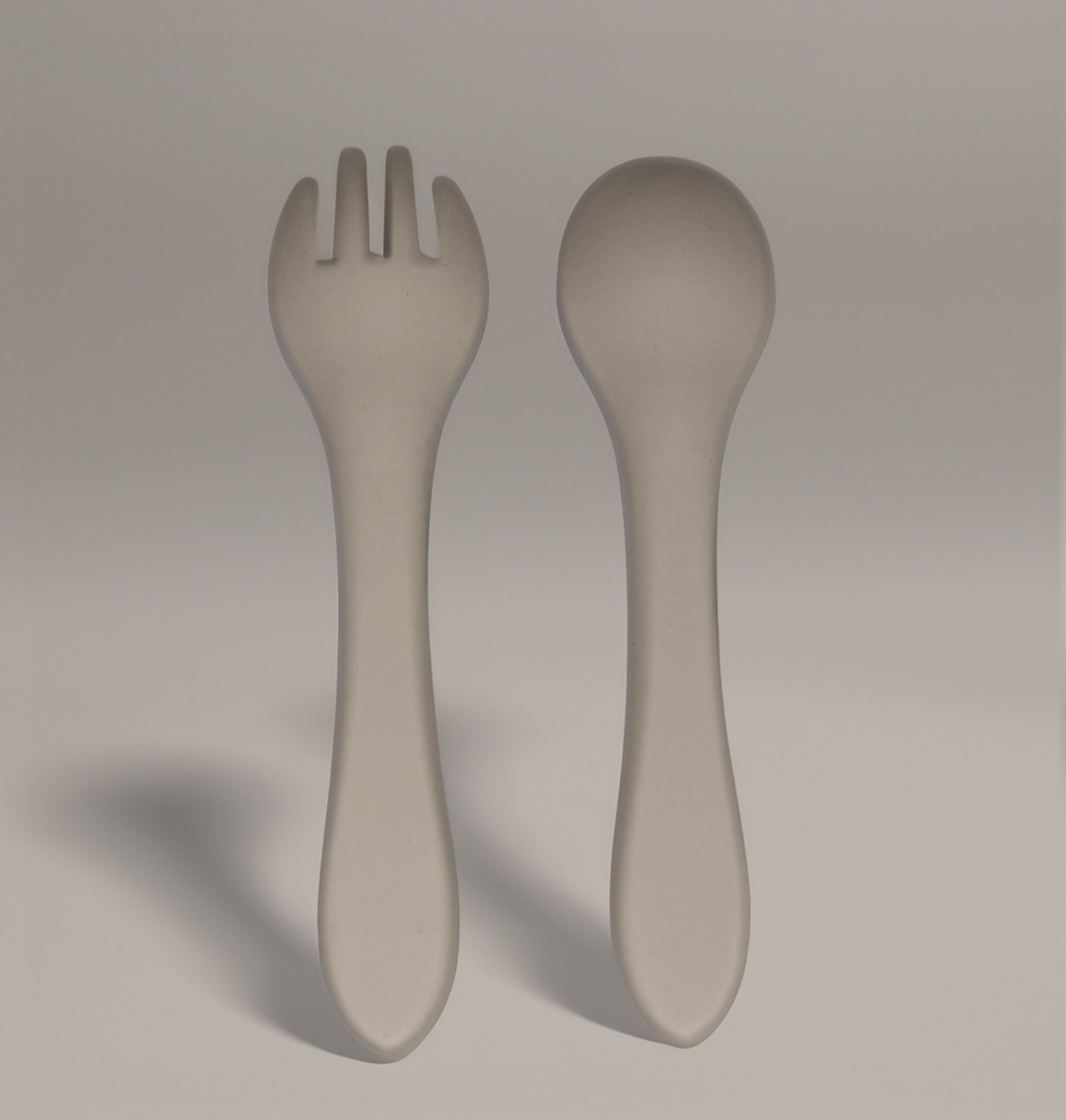 Silicone Transition Toddler Fork and Spoon Set - Milky White