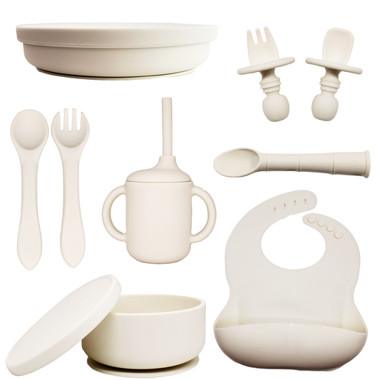 Baby Led Weaning Kit of Essential Utensils- Milky White