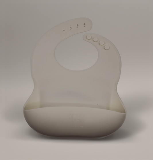 Adjustable Baby-to-Toddler Silicone Bib with Buttons  - Milky White