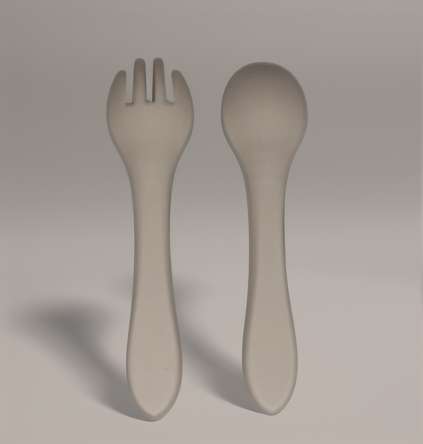 Silicone Transition Toddler Fork and Spoon Set  - Milky White